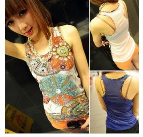 Mini order USD15,2012 fashion women ladies Chiffon lace tanks tops vest t shirt undershirt blouse cute Ferris wheel fruit