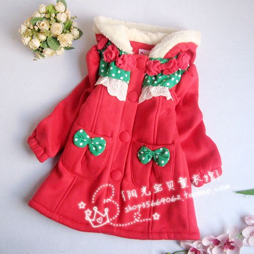 Mini products 2011 winter sweet flower bow plus velvet thick outerwear