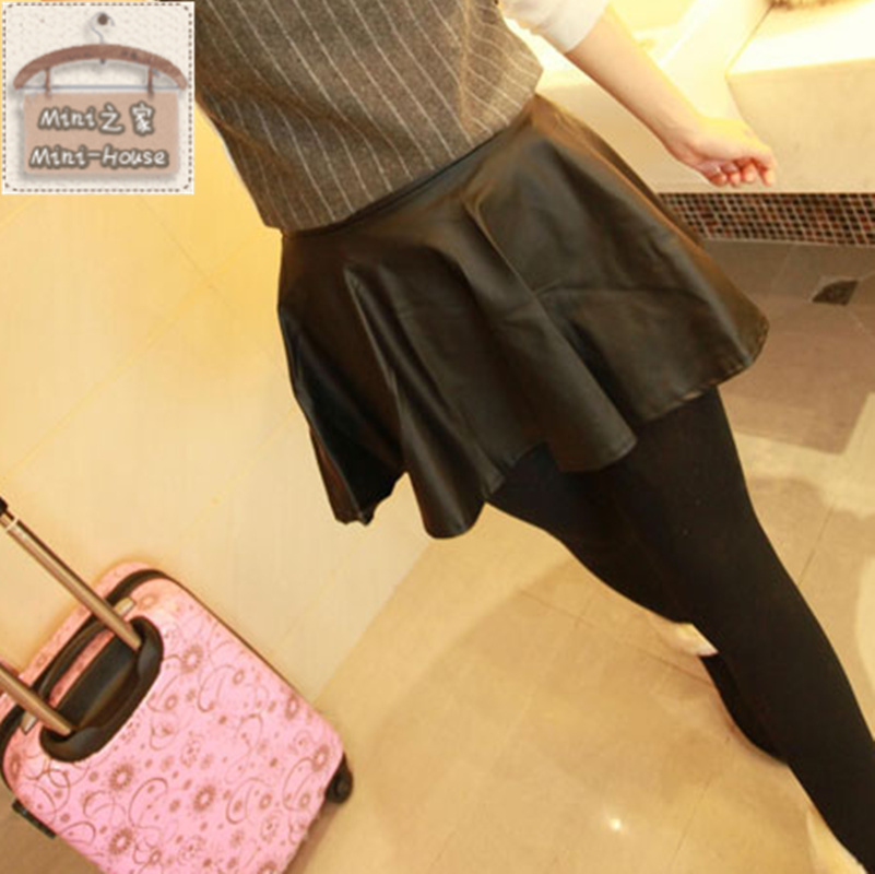 Mini2013 spring sweet all-match elastic waist slim leather bust skirt short skirt