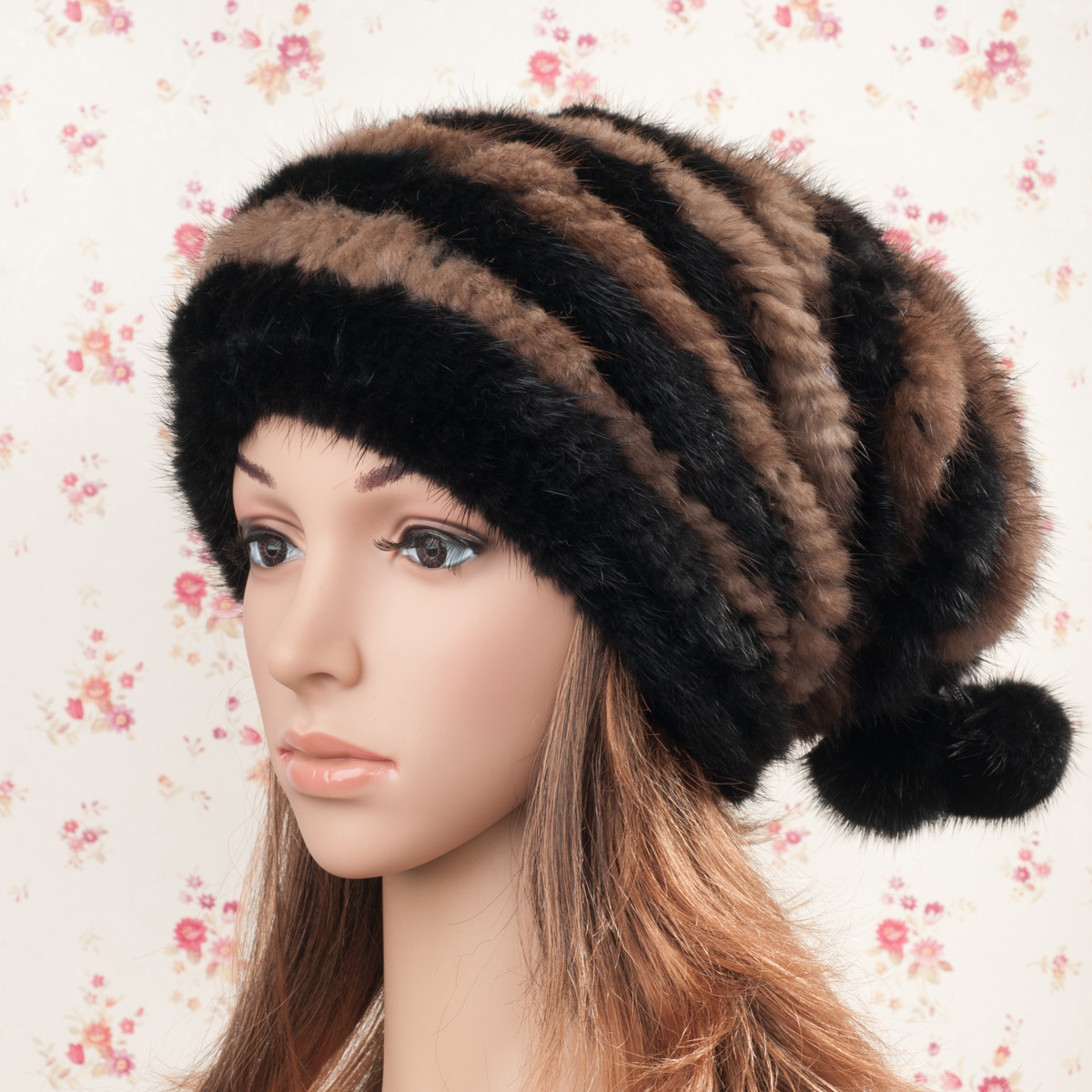 Mink hat female winter fur hat thermal millinery mink ball