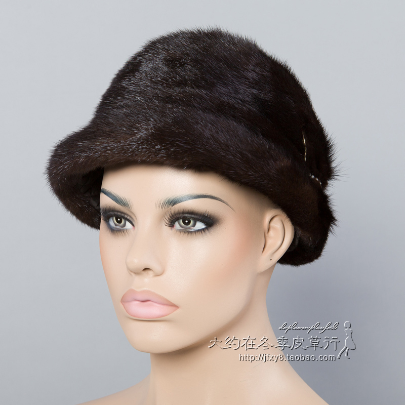 Mink hat marten hat winter fur women's cap fedoras female