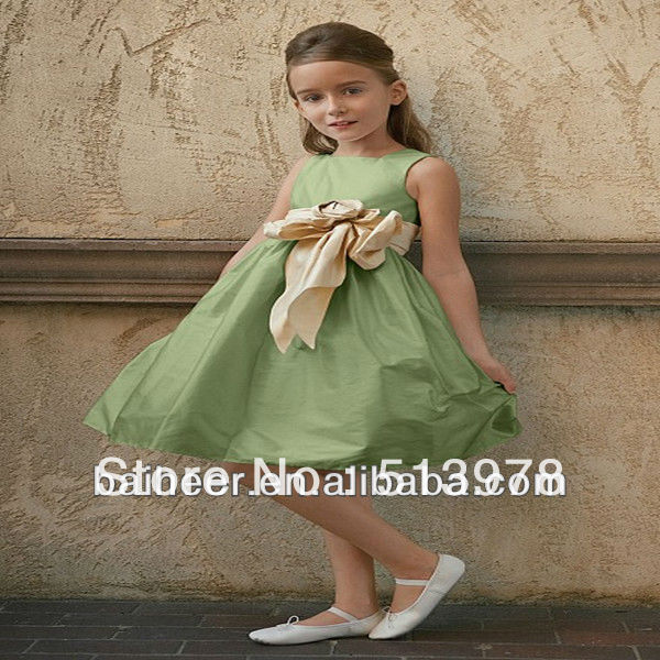 Mint Jewel Neckline A-Line Flower Girl Dresses