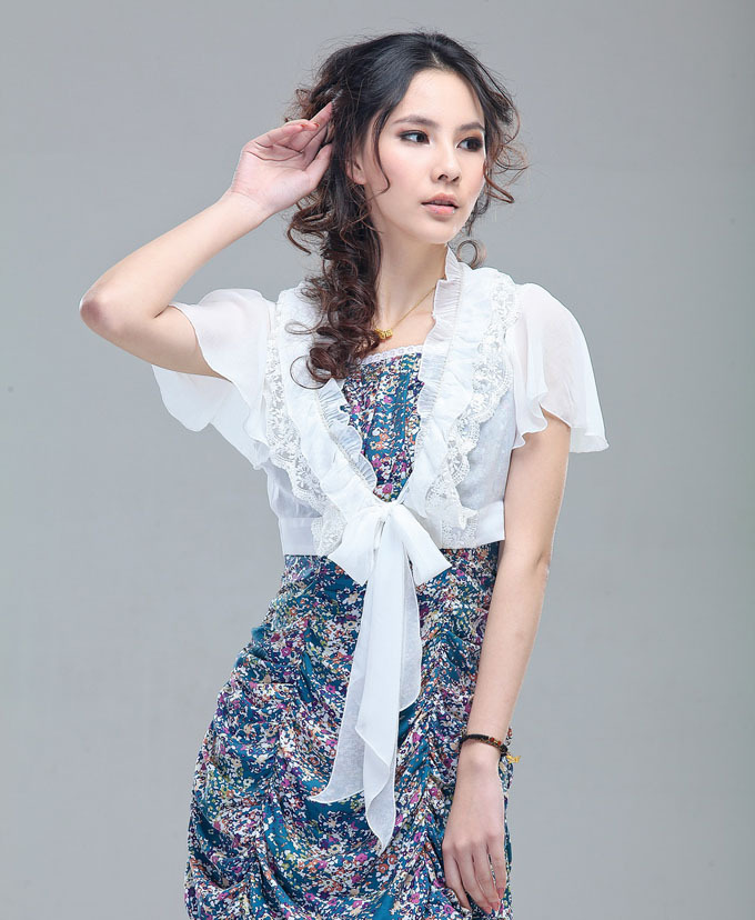 Mirror lace beaded cardigan waistcoat cape chiffon thin all-match sun protection clothing small short jacket free shipping