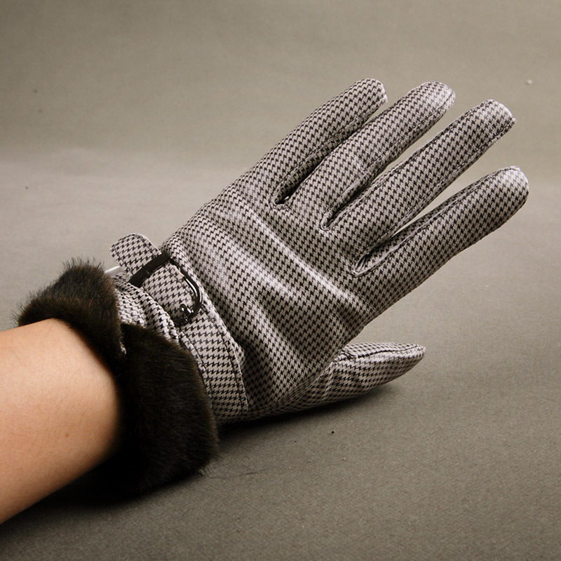 Mismemo2012 autumn and winter women's winter mink hair roll-up hem genuine leather sheepskin gloves thermal full finger gloves