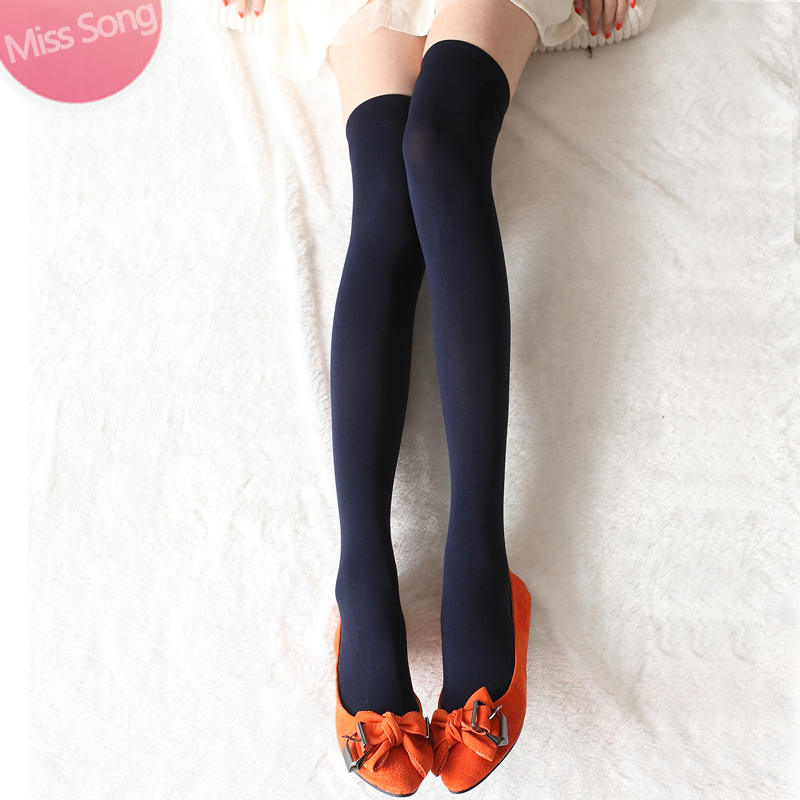 Miss song stocking thick velvet candy color thigh socks stockings over-the-knee socks female