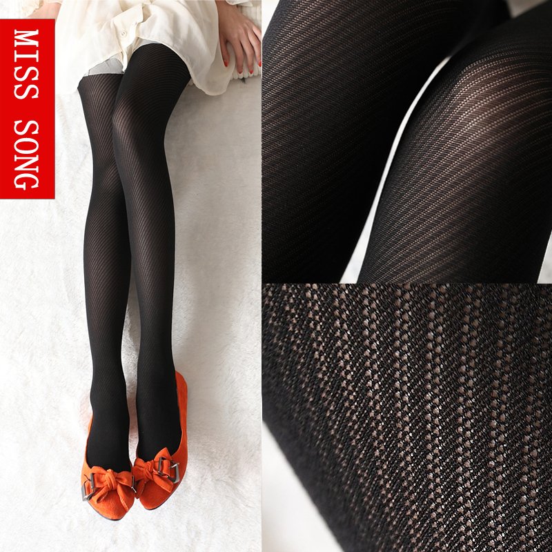 Miss song vintage thin obliquely stripe stockings spiral cutout velvet pantyhose