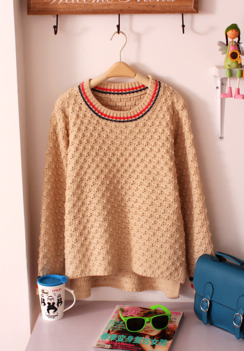 Miss spring wave o-neck long-sleeve thermal thickening sweater female 3