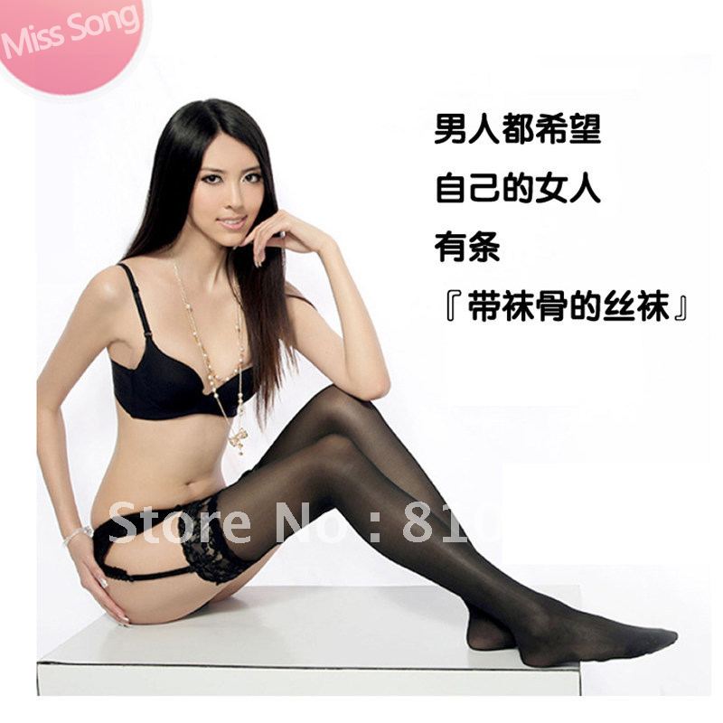 Misssong sexy socks lace decoration spaghetti strap socks set spaghetti strap silk stockings female 4