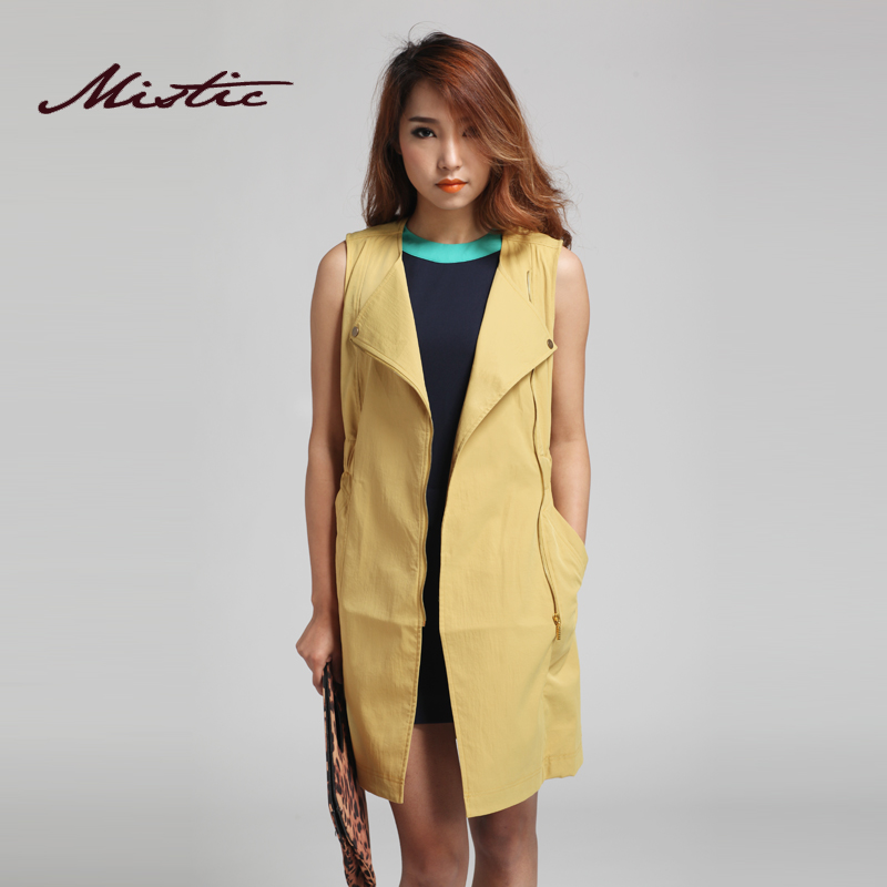 Mistic 2013 New Fashion Spring  summer zipper motorcycle sleeveless trench cost outwear