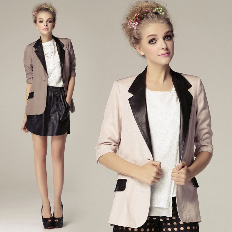 Miuco2013 spring coat women's one button cardigan fluid genuine leather blazer