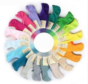 Mix Colorful Cotton Invisible Women Boat Socks,24 Pair/Lot+Free shipping