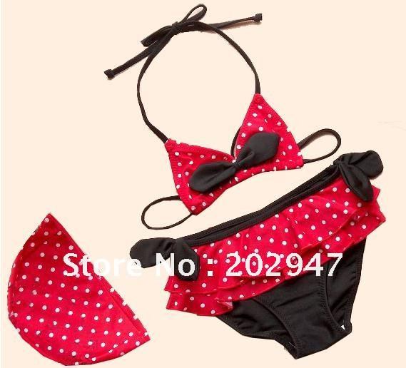 MIX ORDER  little girl bikinis red black dots pattern beach swimming Swimwear two pieces swimsuits free shipping  wholesale