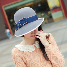 Mix order retail-L003 color conflict 100% wool pure color korean fashion warm winter women fedoras wool hat free shipping