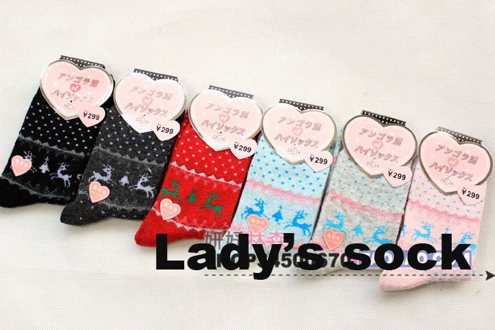 Mix Rabbit wool Wholesale free shipping deer 10 pairs/Lot  warm soft Christmas candy Women snowflake sock socks Lovely Casual