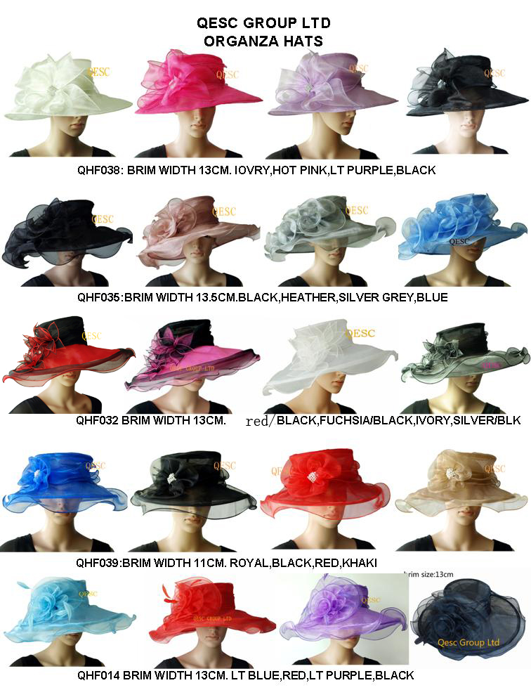 mix style mix color,Organza Hat  Bridal Hat Wedding Hat Formal Hat for Church/party/races,brim width in 11cm-13.5cm.