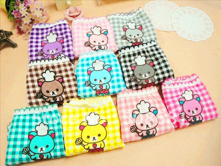 Mixed batch cartoon briefs, female briefs, cotton cute underwear,Anti emptied cartoon plaid pants