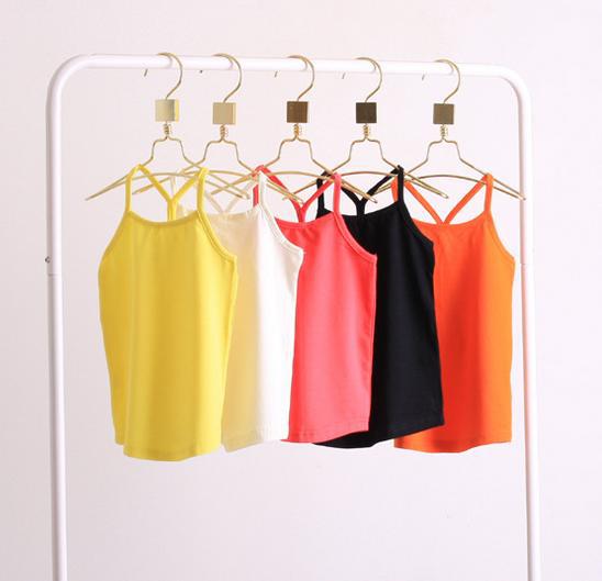 Mixed color ! kid's Camisoles Girl's Solid tanks ZZ1231320724