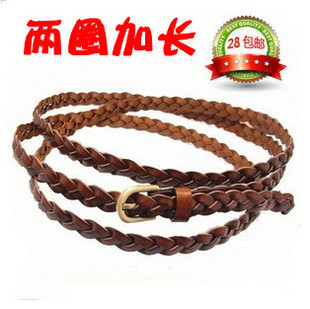Mixed order $10 Free Shipping fashion belt   genuine leather strap lengthen fashion  cowhide circle ultra long  knitted belt