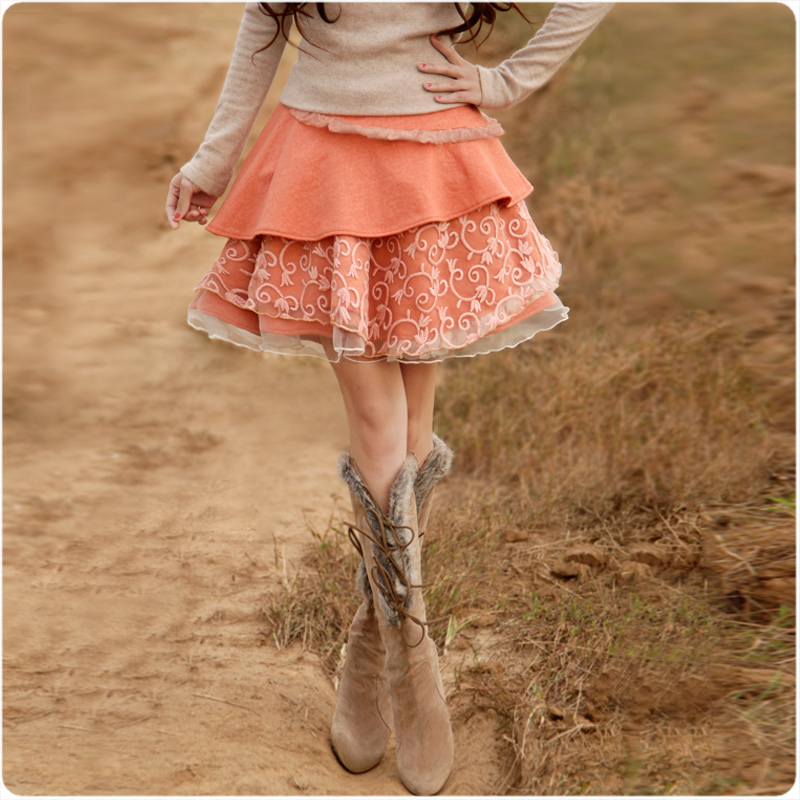 Ml2012 new arrival sweet all-match patchwork a bust skirt medium skirt long 228 Leather freeshipping