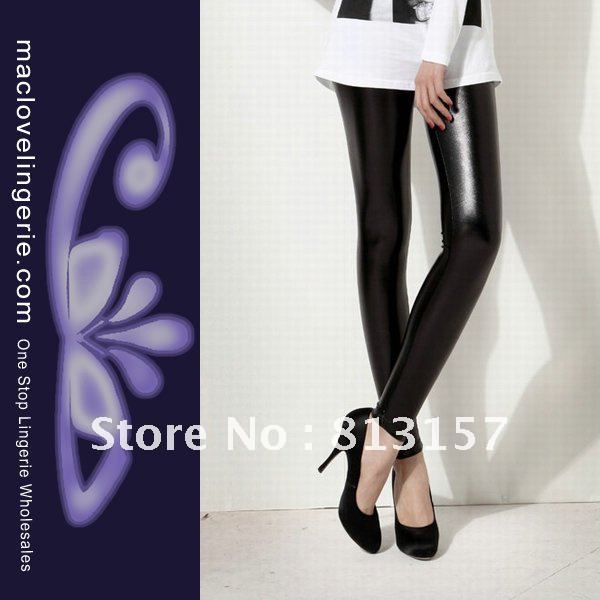 ML7553 Free Shipping New Design Fashion Stretchy Jeggings Black Leather Legging