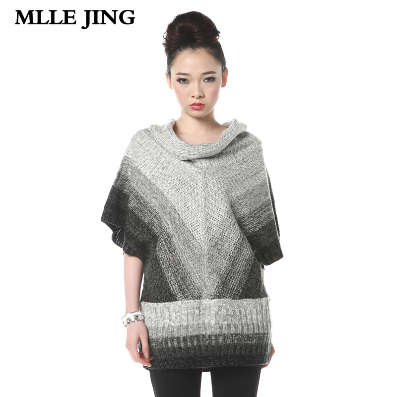 Mllejing women's 2012 autumn fashion gradient batwing shirt heap turtleneck sleeveless fashion knitted sweater