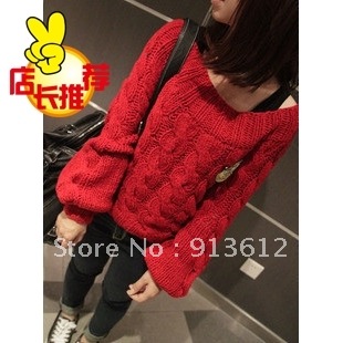 MLS-S5 Free Shipping 2012 New Arrival Autumn Fashion Women Vintage Stereoscopic Twist Pullover Lantern Sleeve Pullover Sweater