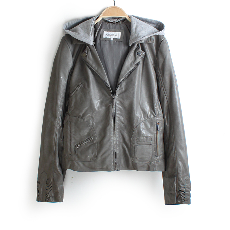 Mm spring and autumn thin cardigan plus size leather clothing outerwear women's fashion motorcycle leather clothing female short