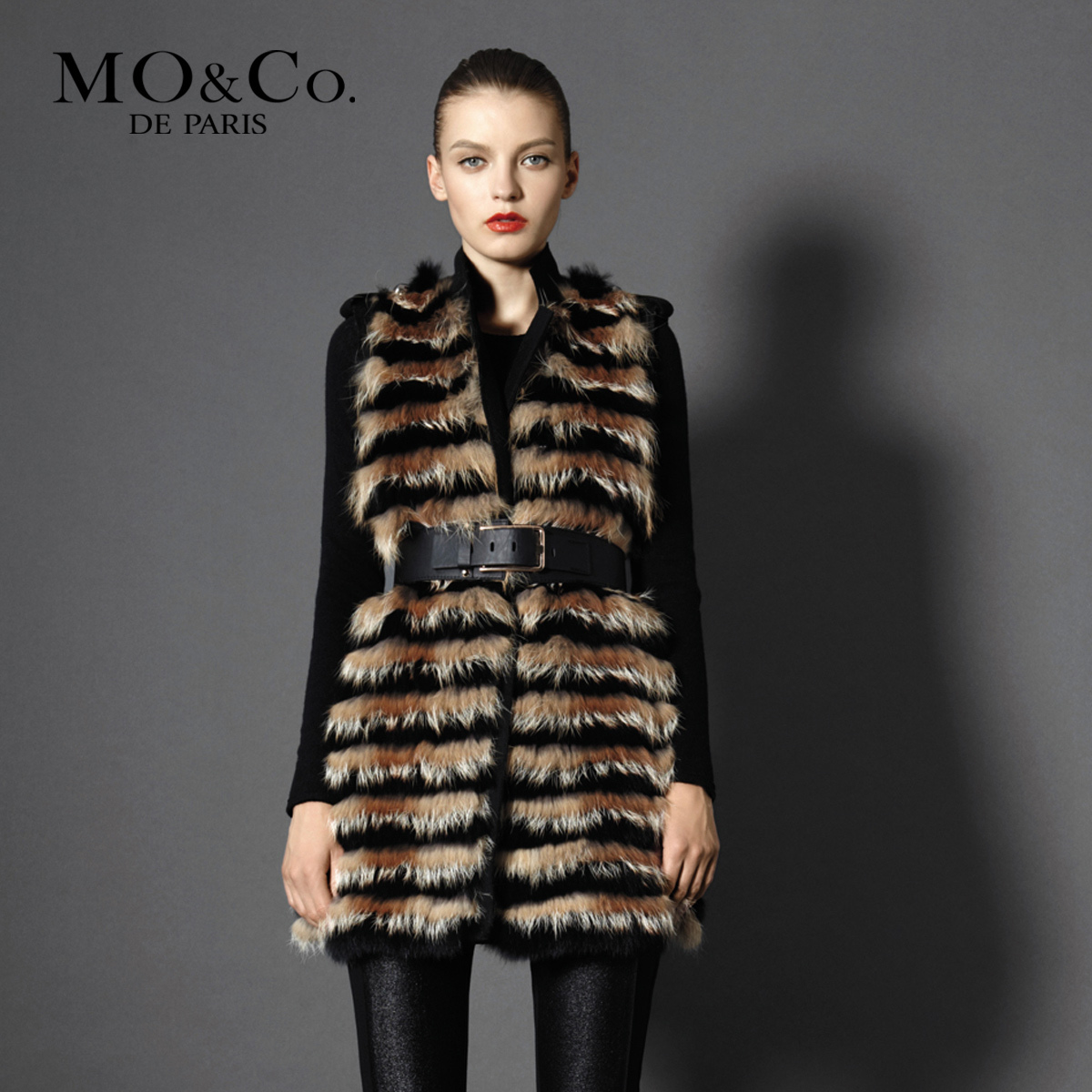 Mo & co . mormons women's m114pee07 sleeveless fox fur leather fur moco