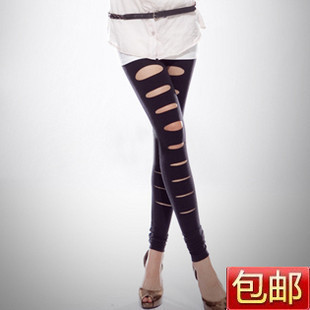 MOA $20 X010 2013 personality hole legging faux leather matte ankle length trousers
