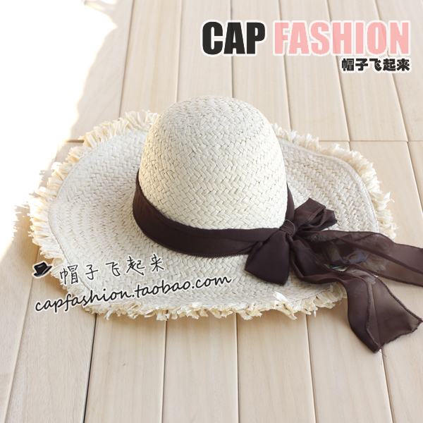 Moben anti-uv fashion large along the cap sunbonnet strawhat sun hat large brim hat