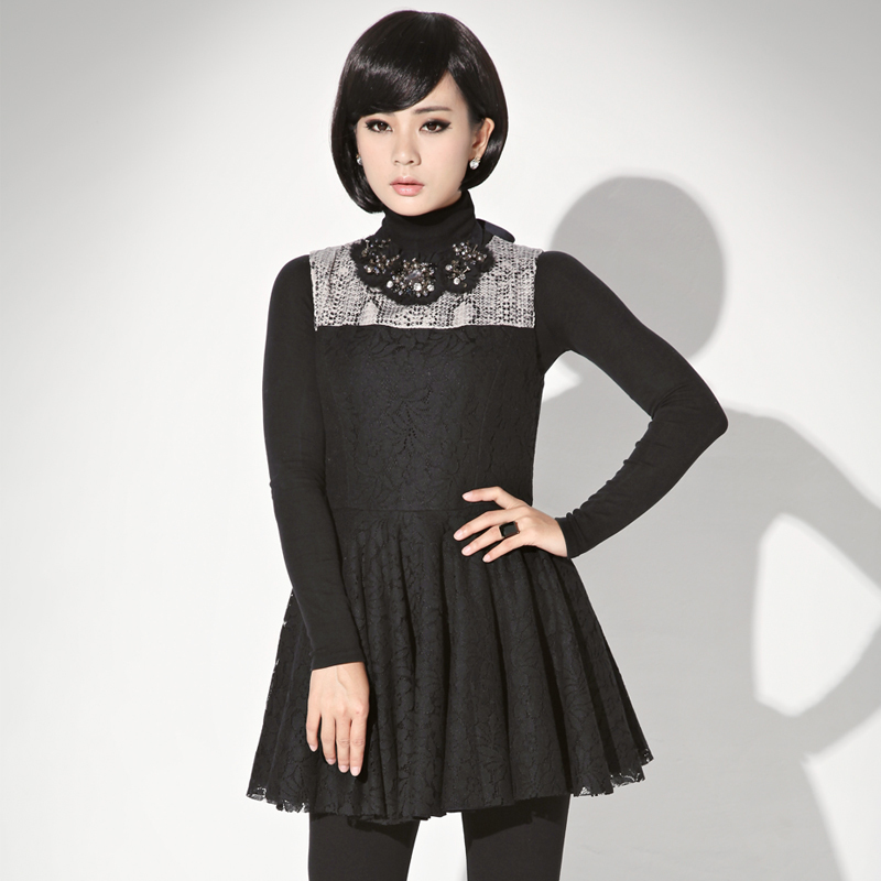 Mocuishle2012 women's serpentine leather flower lace slim sleeveless one-piece dress