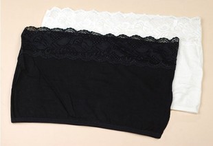 Modal basic lace decoration modal short design tube top tube top black white