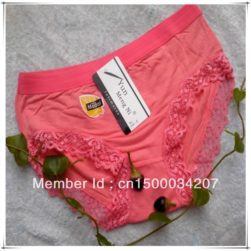 Modal low-waist solid color laciness lace panties