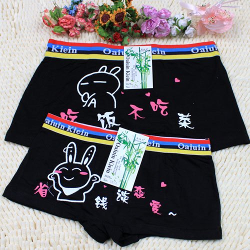 Modal male panty 100% cotton cartoon lovers panties low-waist week pants boxer shorts trunk