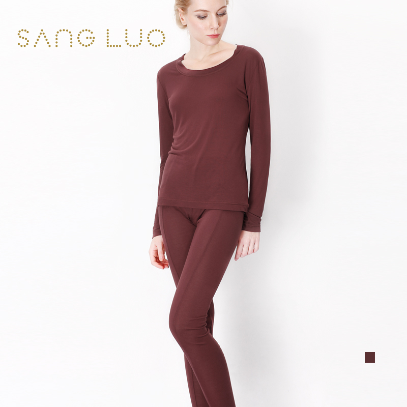 Modal mulberry silk blending women's thermostat thermal basic long sleeve length pants twinset