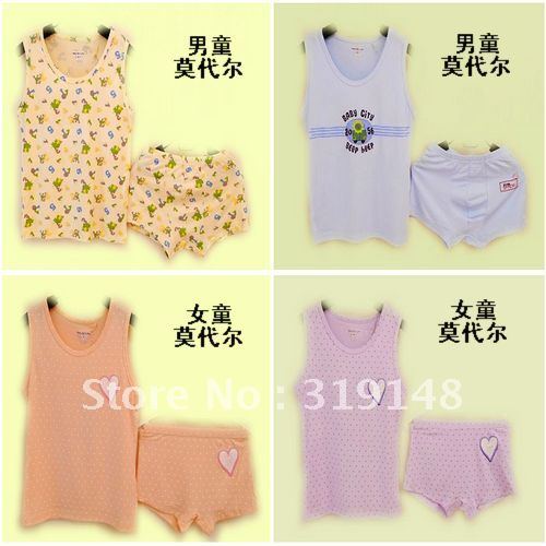 Modal summer child vest shorts male child female child underwear sleepwear lounge set vest+pants