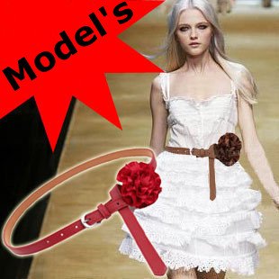 Model wear this! Fashion lady leather flower belts,Adjustable belts for women,leather waistband /waist belt 4 colors can mixed