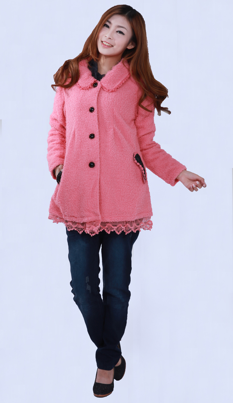Modern mummy bestmom 2012 autumn and winter maternity clothing goatswool turn-down collar outerwear overcoat
