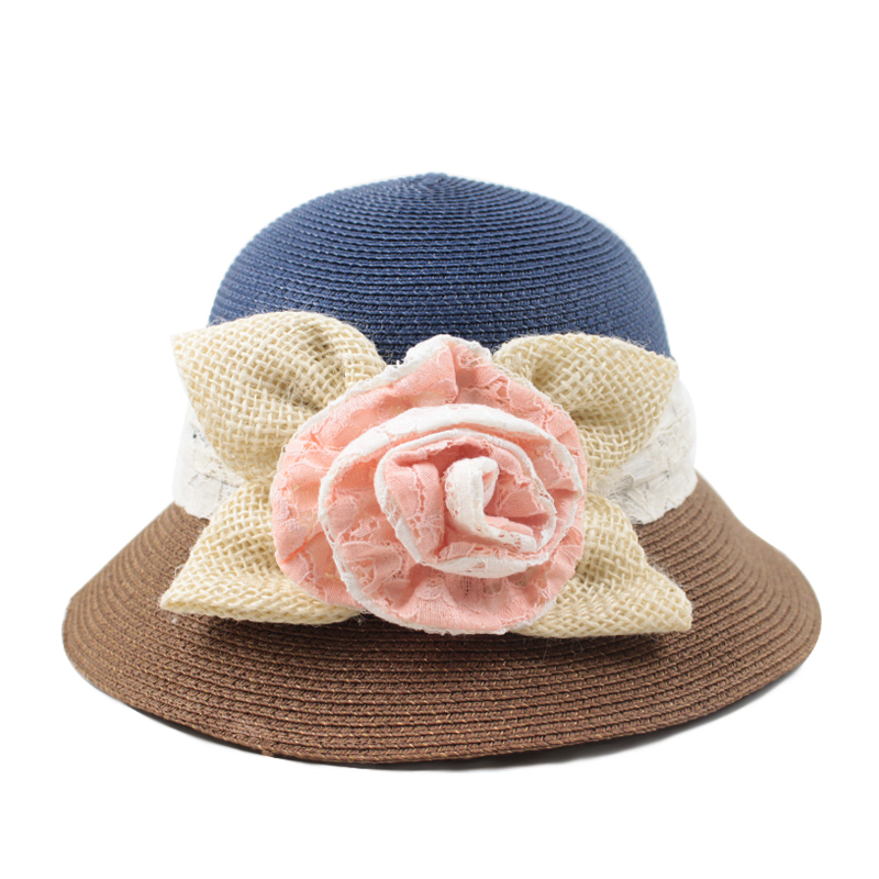 Momiton lace flower strawhat summer women's hat sun-shading straw braid sun hat beach cap