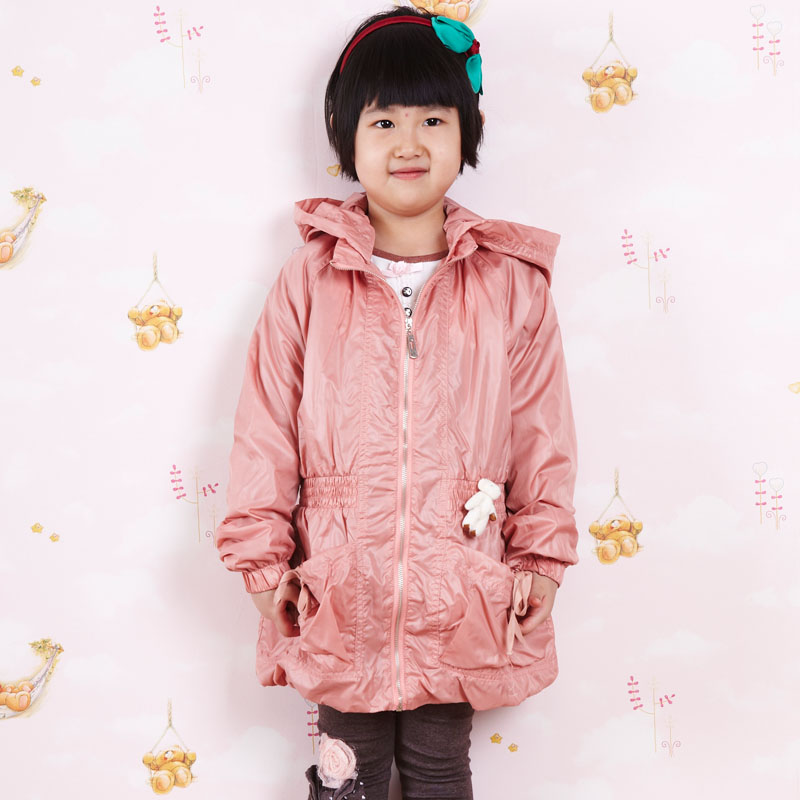 Momo autumn child fashion ultra-thin children's clothing female child with a hood outerwear waterproof outerwear
