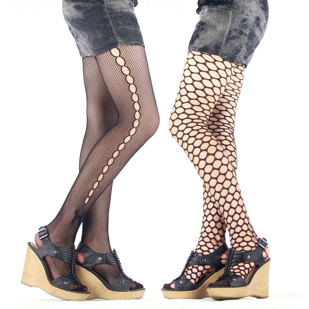 Mona Core-spun Yarn socks fashion cutout mesh pantyhose stockings socks