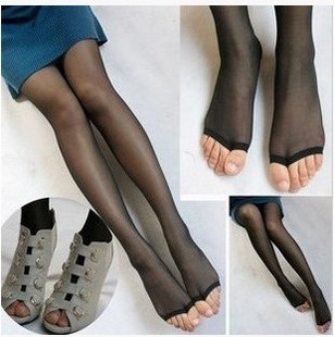 Mona sexy women Core-spun Yarn open toe stockings brief breathable pantynose 15d 2712