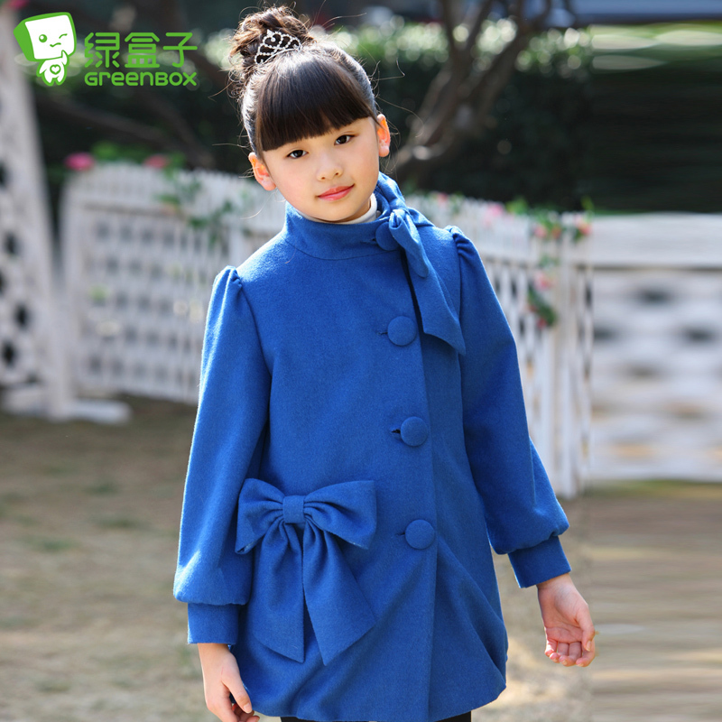 Monica Kitty's Green box children's clothing female child overcoat child trench spring and autumn outerwear 2013