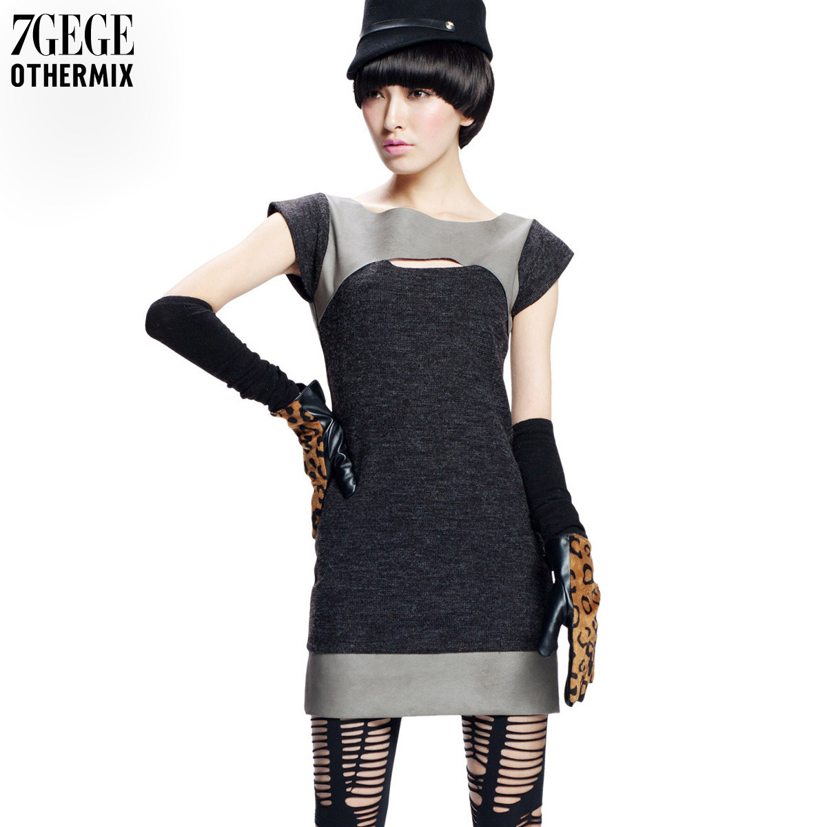 Monica Kitty's Women's velvet cloth leather fashion cutout 12b40376 spring one-piece dress
