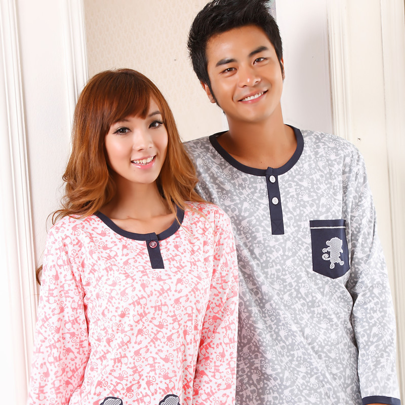 Mons cotton sleepwear autumn and winter sleepwear cotton luxurious and noble long-sleeve lovers lounge set sleepwear