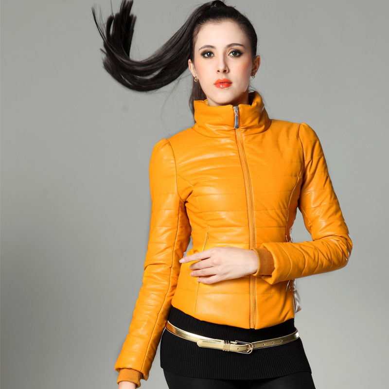 Moon winter slim short design outerwear PU cotton-padded jacket cotton-padded jacket thermal down wadded jacket female