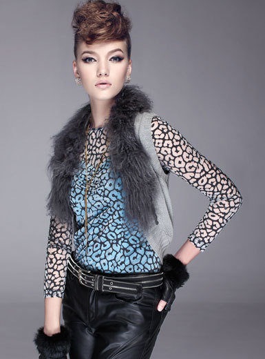 MOONBASA 2012 spring elegant fur wool-knitted vest 074211422