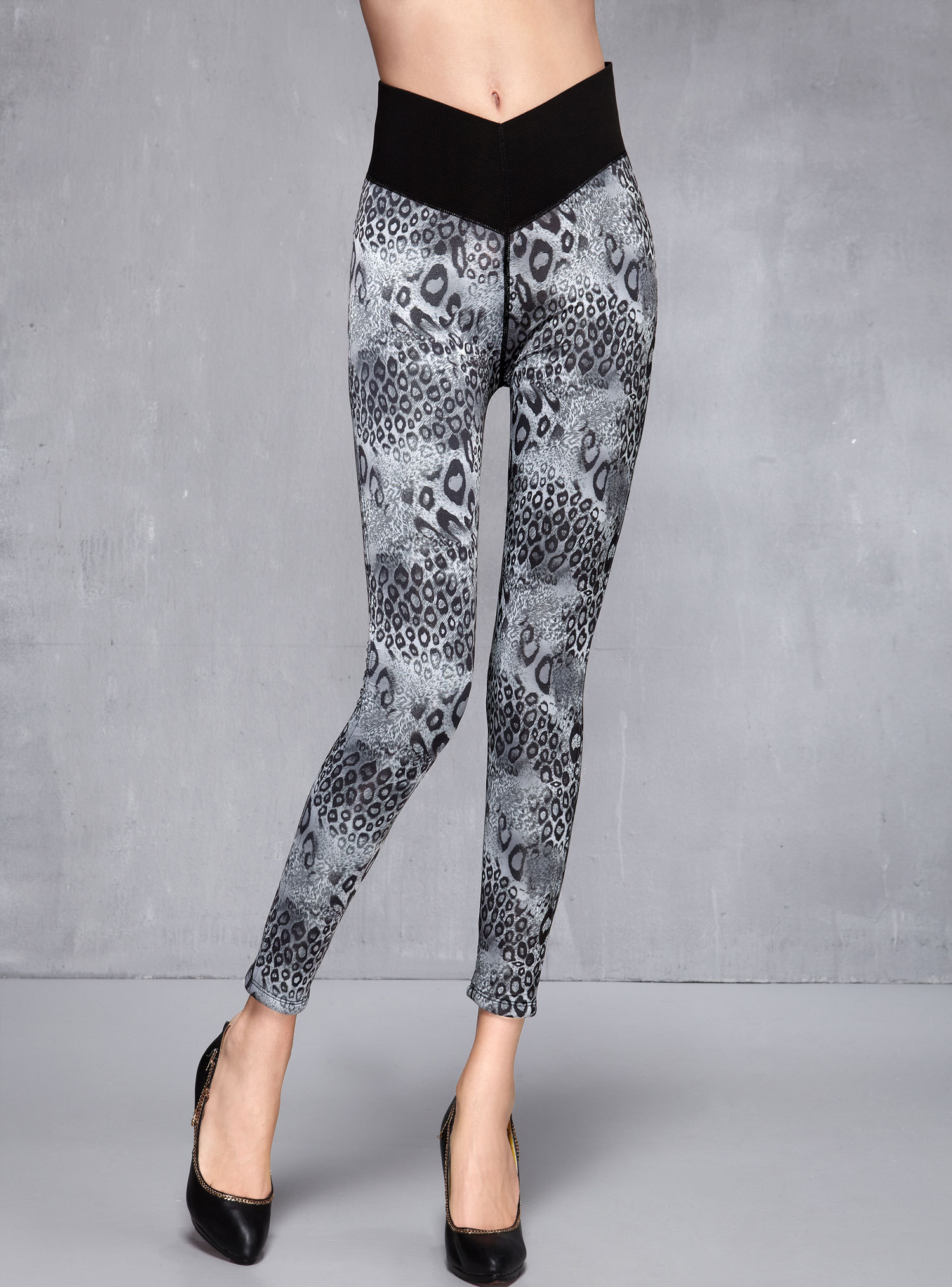 Moonbasa MOONBASA winter savager flash leopard print slim beauty care warm pants 012312431