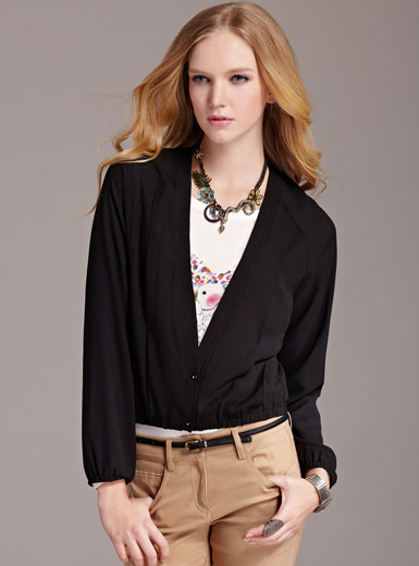 MOONBASA women's brief yarn short jacket spring