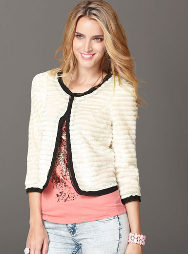 MOONBASA women's fashion silverstrand wool color block chiffon edge outerwear new arrival